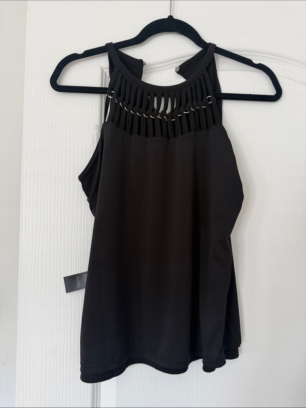 White House Black Market Black Braided Halter Tank Top